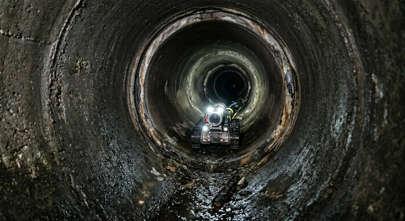 Robotic sewer camera inspecting pipe interior for Sewer Line Cleaning in Birch Run